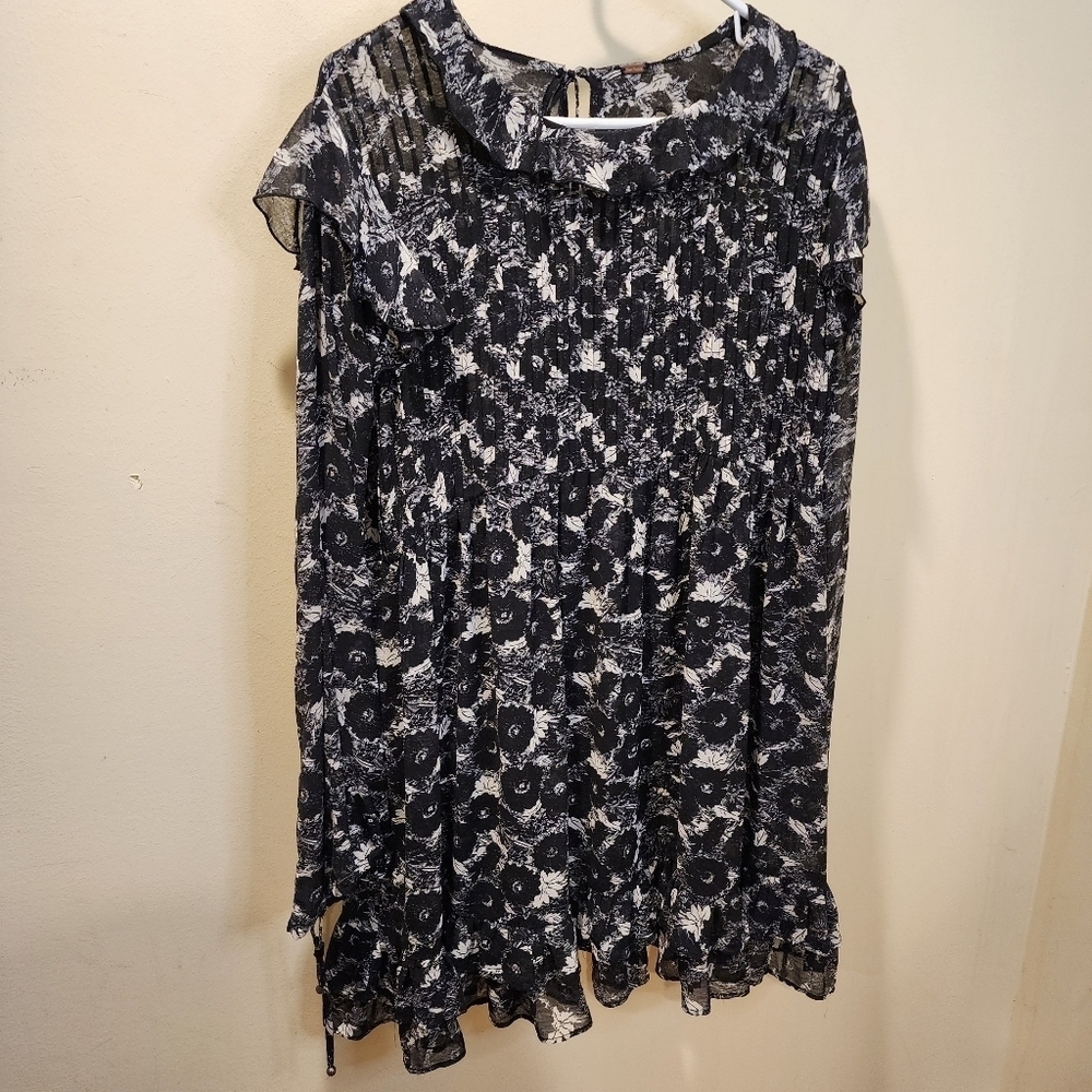 Free people floral print flare light weight mini dress fits M - Picture 2 of 15